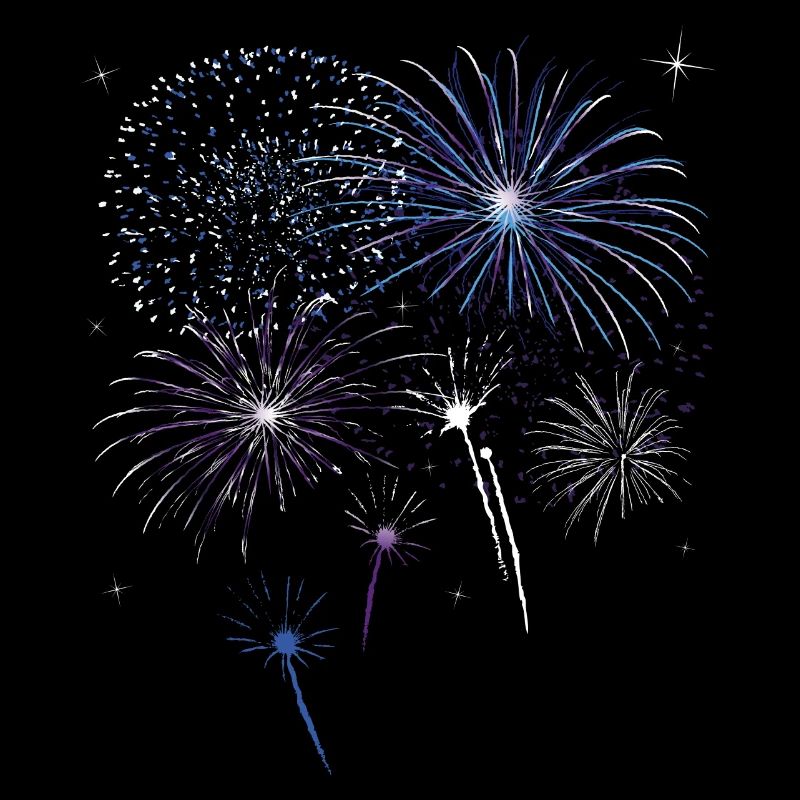 Feu d'artifice coloré avec des étoiles.