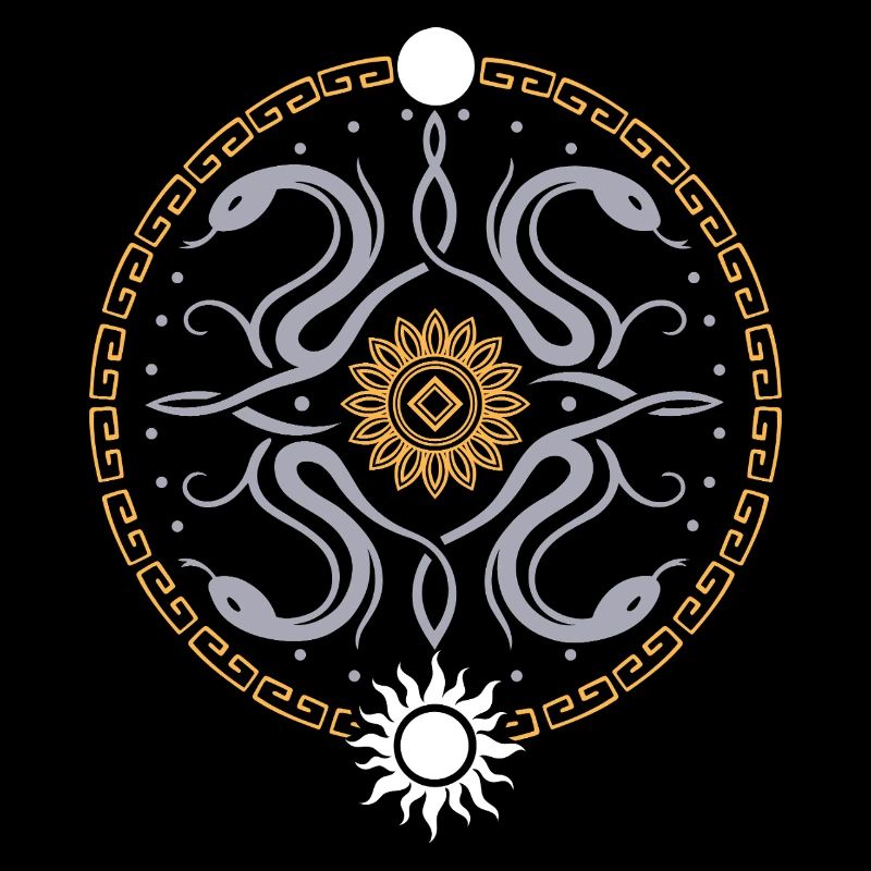 Roue serpentine avec soleil et lune
