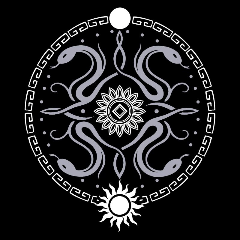 Snake wheel with sun and moon