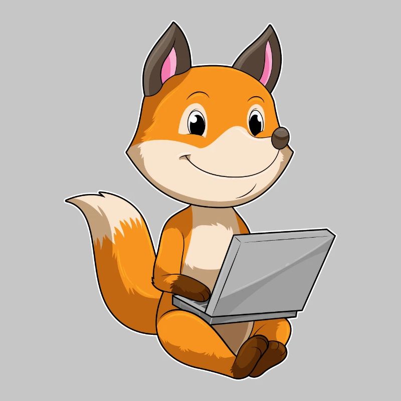 Fuchs avec ordinateur portable