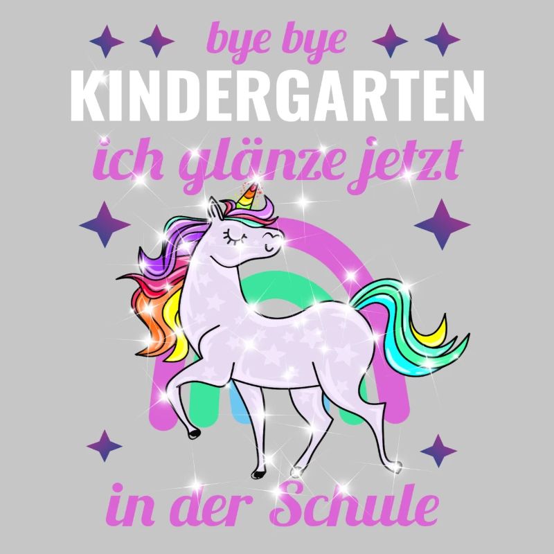 Bye Bye Kindergarten Glitzer Einhorn Einschulung