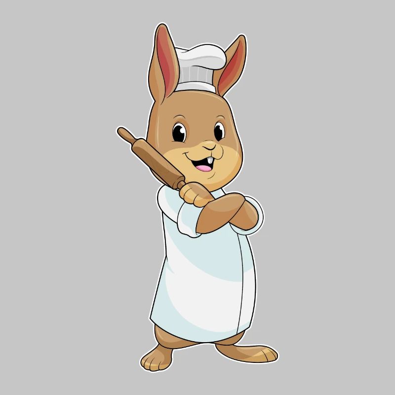 Rabbit as a baker with rolling pin