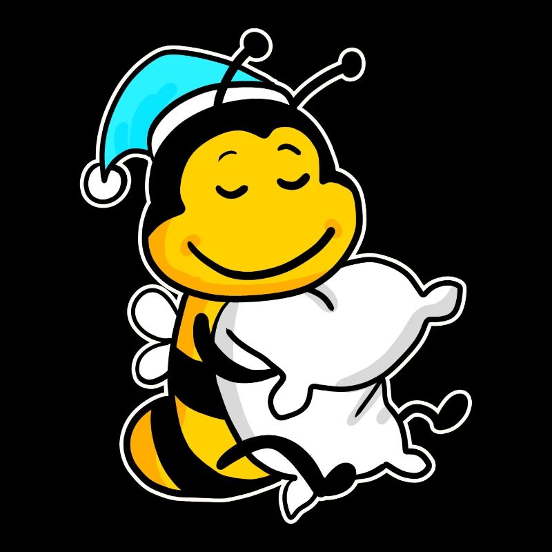 Bee with pillow and sleeping cap