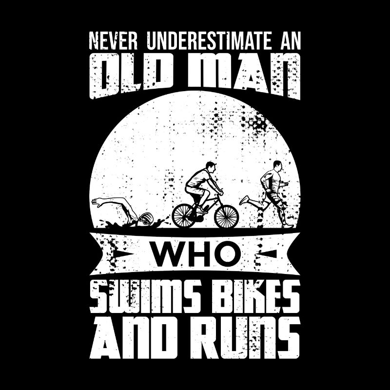 Funny old man at triathlon