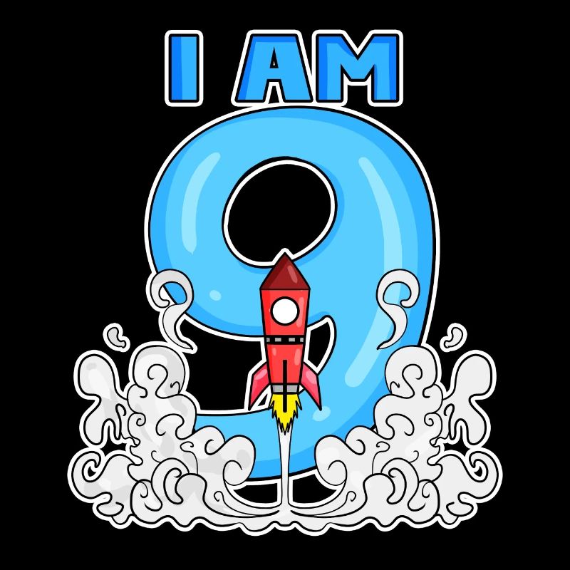 9th birthday - 9 years old Young rocket astronaut