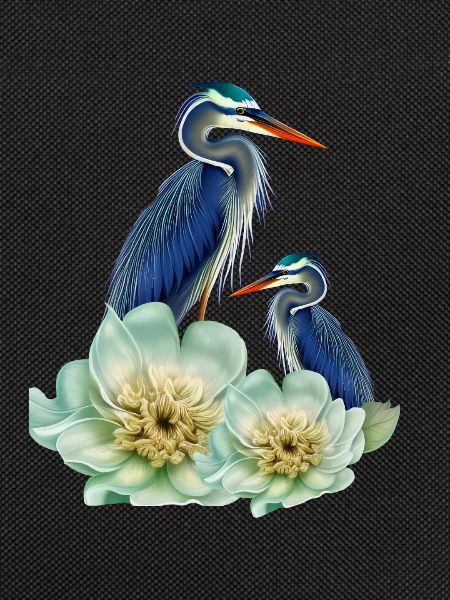 Der elegante Kranich mit Blumen