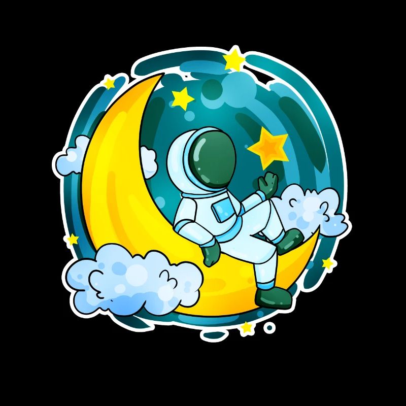 Astronaut Motif Space Moon Crescent