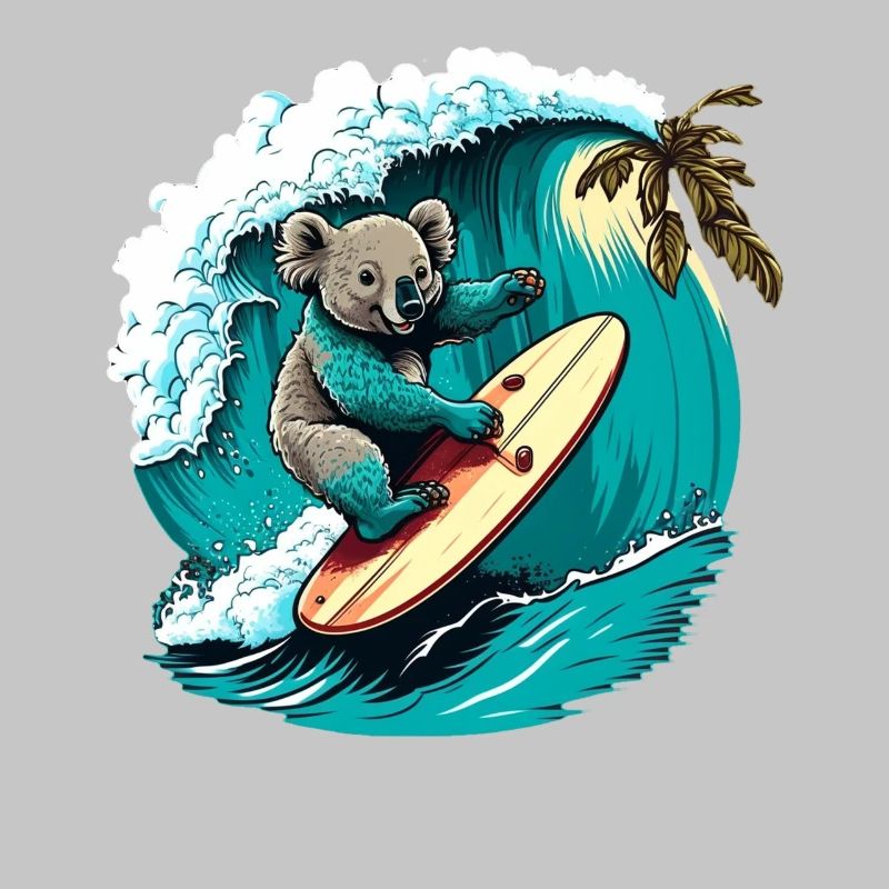 Koala s’amuse à surfer