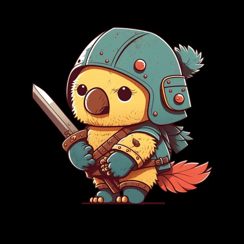 Vogel im Kriegeroutfit