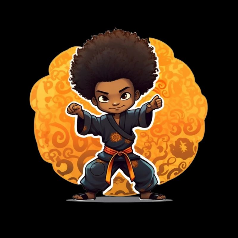 Kampfkunst-Kind mit Afro-Style
