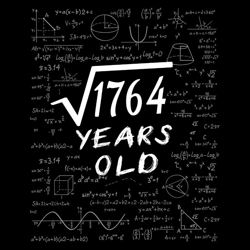 42e Anniversaire 42 ans Racine carrée de 1764 math