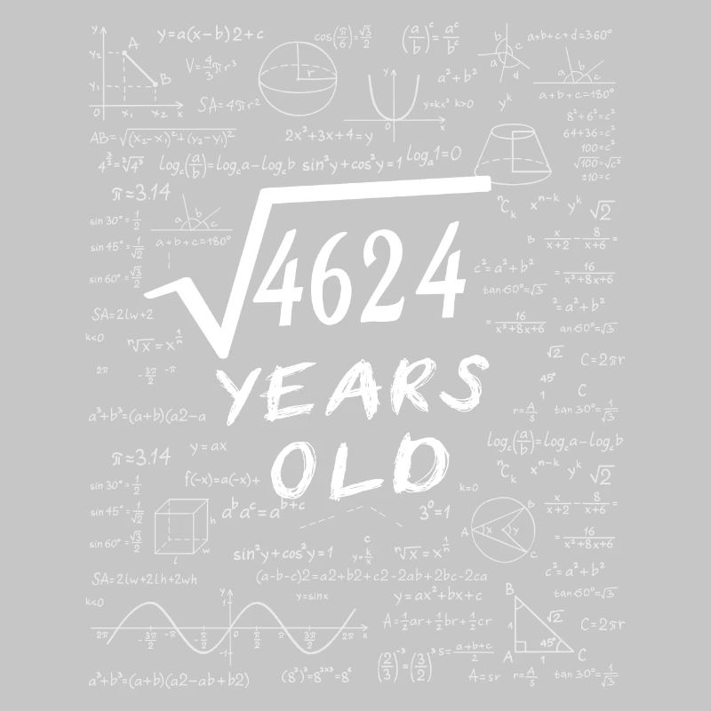 68th Birthday 68 years Square root of 4624 math