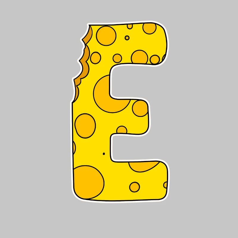 Lettre E - Lettre initiale E - Motif Fromage