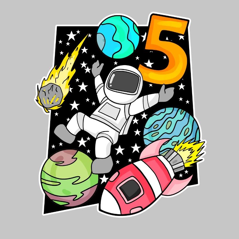 5e anniversaire Boy Astronaut Rocket