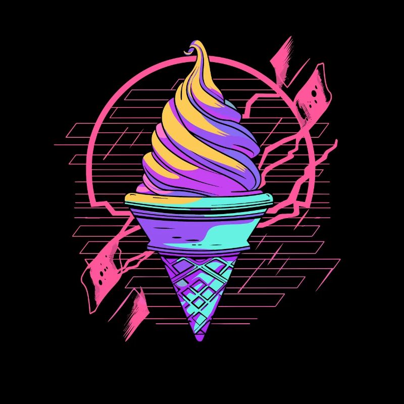 Cornet de crème glacée Synthwave