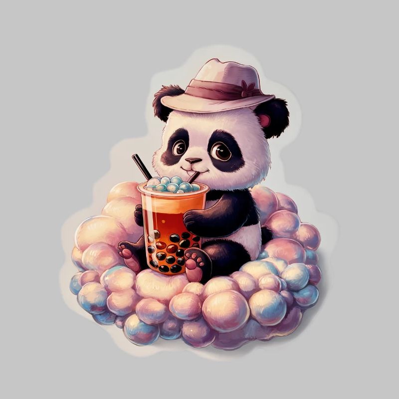 Cute Panda Bubble Tea Illustration