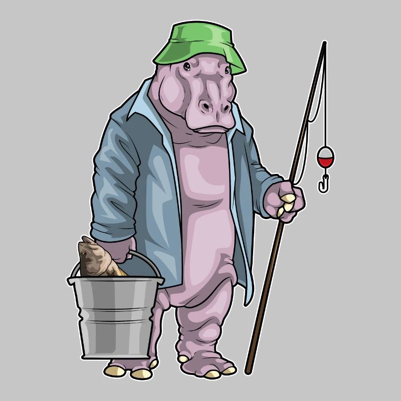 Nilpferd Angler Eimer Angeln