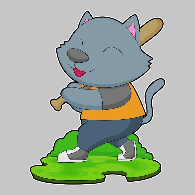Cat Baseball Baseball Bat