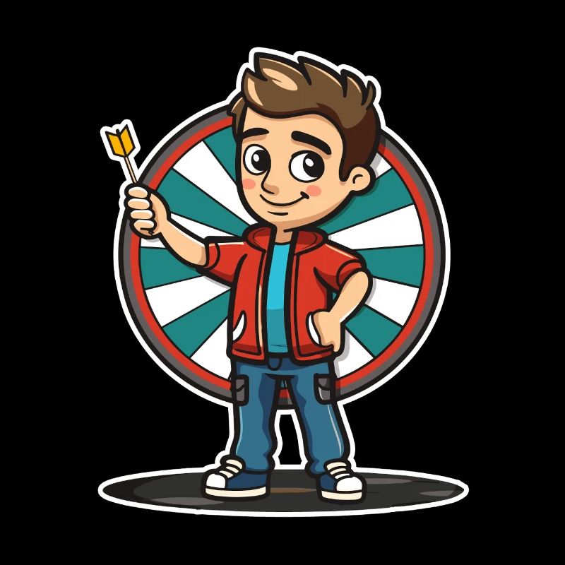 Style de dessin animé de joueur de fléchettes