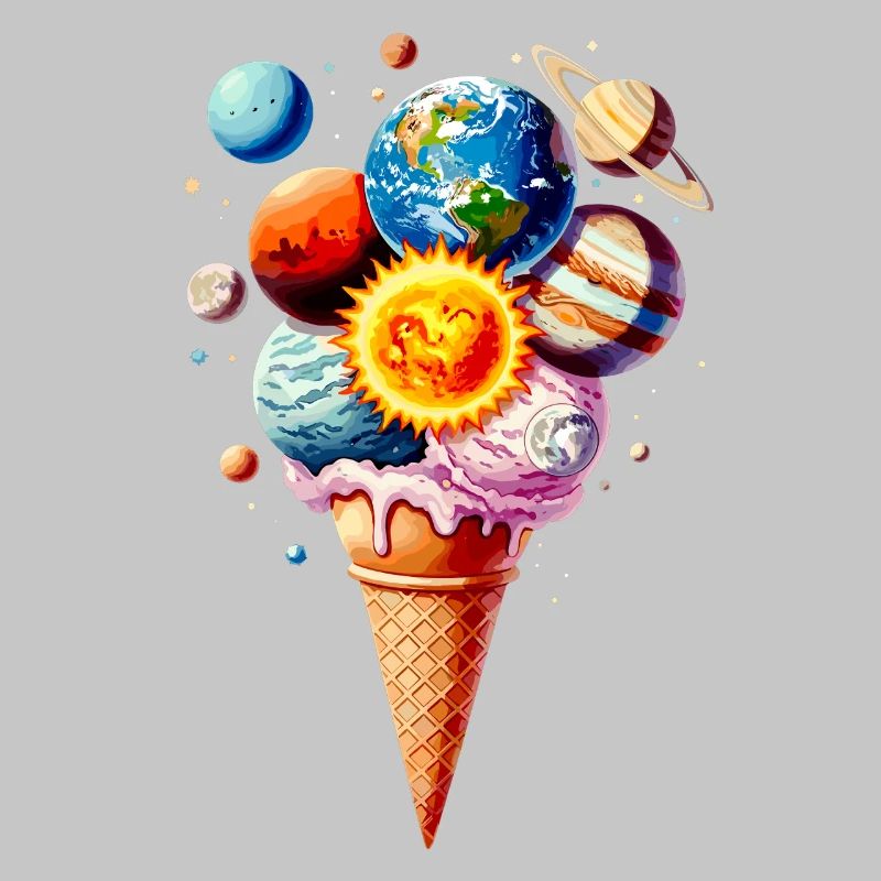 Planeten Eiscreme Waffel Eis
