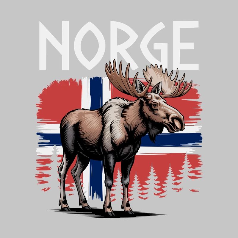 Norge Moose devant le drapeau norvégien Forest Design