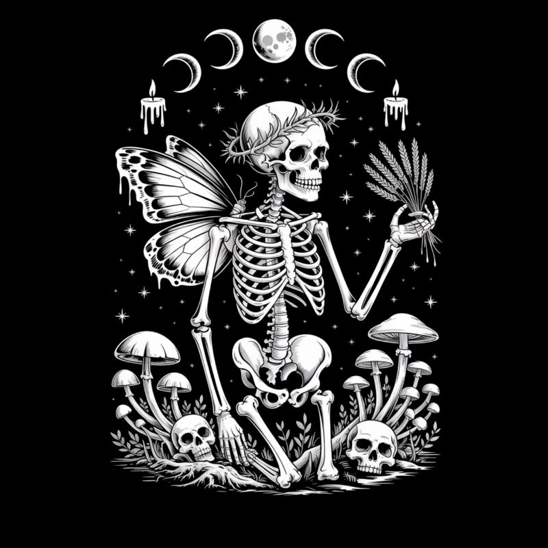 Gothic Skelett Fee mit Mondphasen