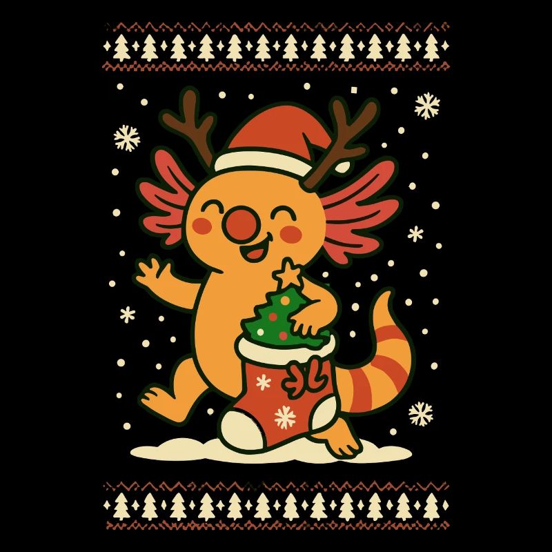 Weihnachts Axolotl im Strickmuster