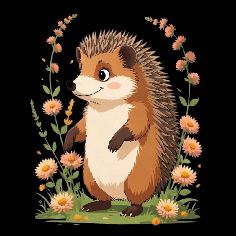 Cute hedgehog with flower wreath