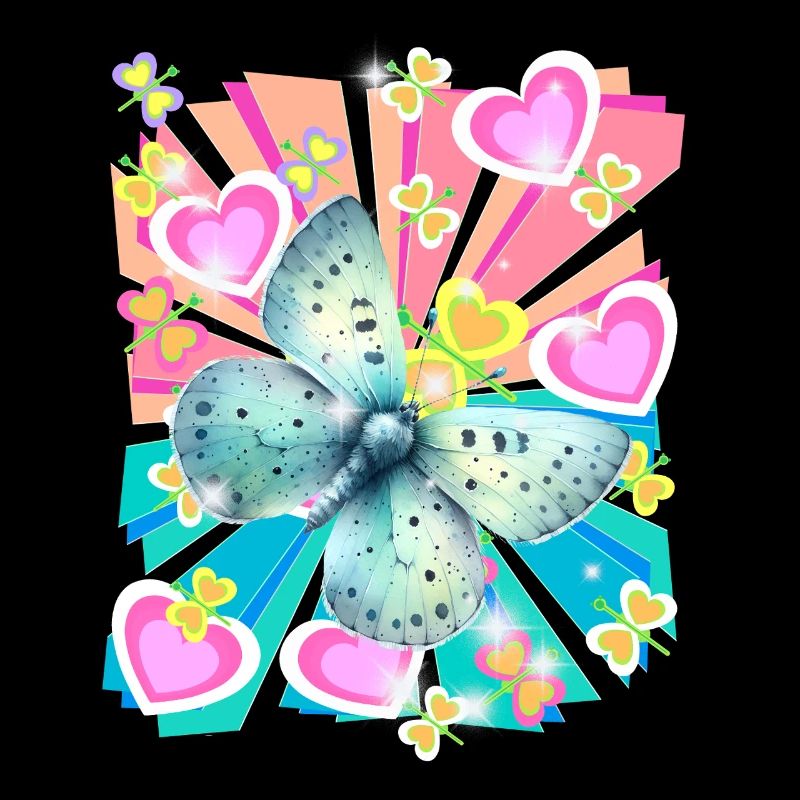 Rétro papillon coeurs printemps insecte