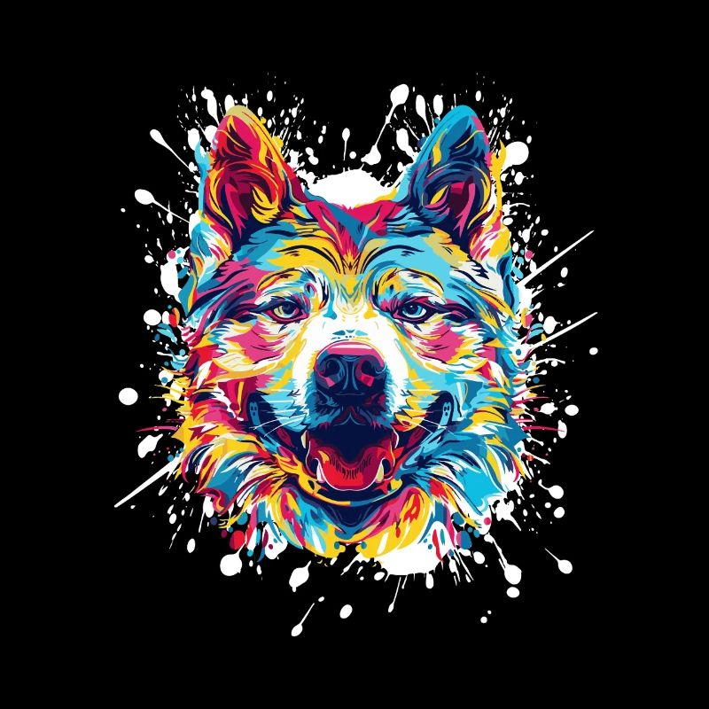 Portrait de chien coloré dans le style des éclaboussures