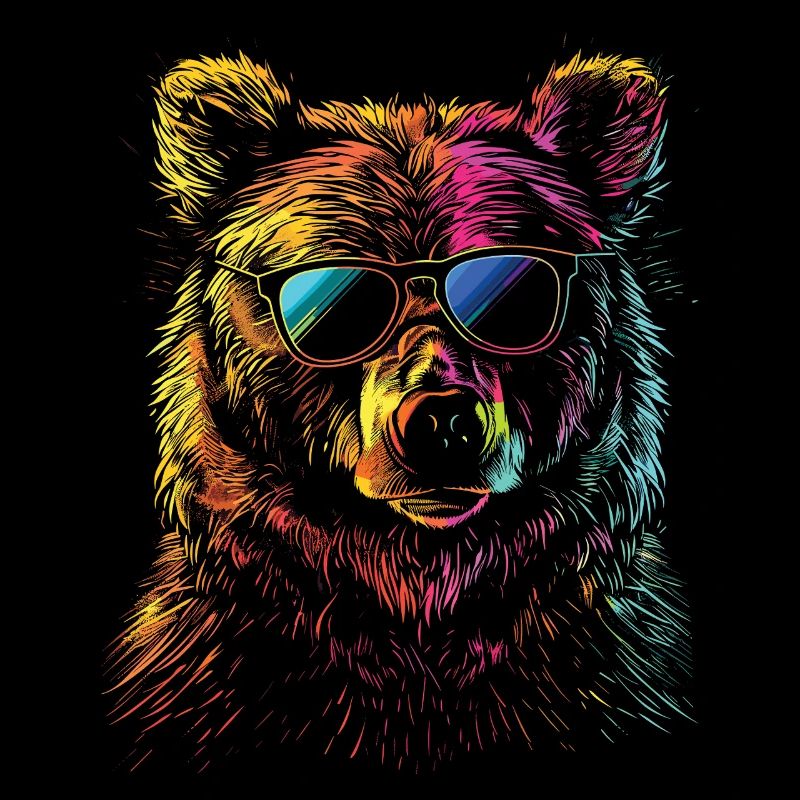 Retro Outdoor Wilderness Bear Trees