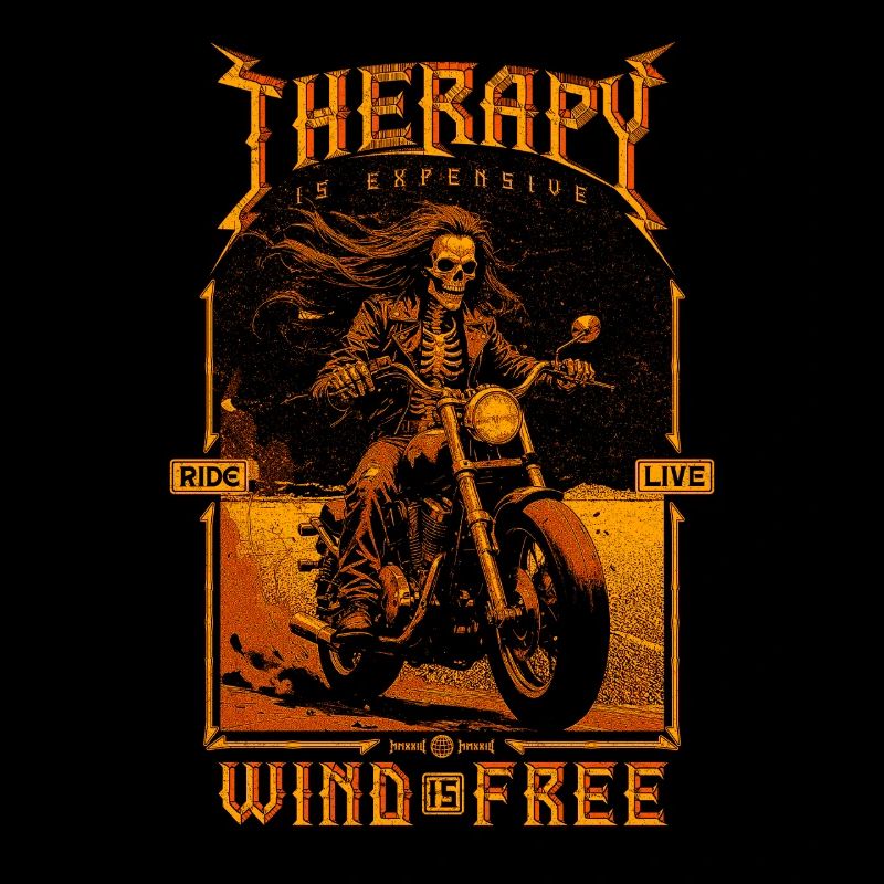Therapy Is Expensive Wind Is Free Biker Skull