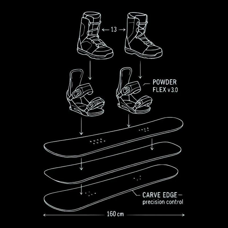 Snowboard Blueprint Technik Design