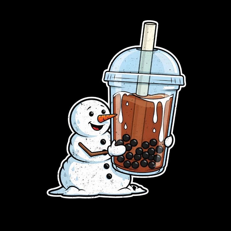 Schneemann und Bubble Tea Becher