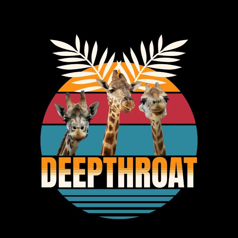 Girafes dans un coucher de soleil rétro DEEPTHROAT