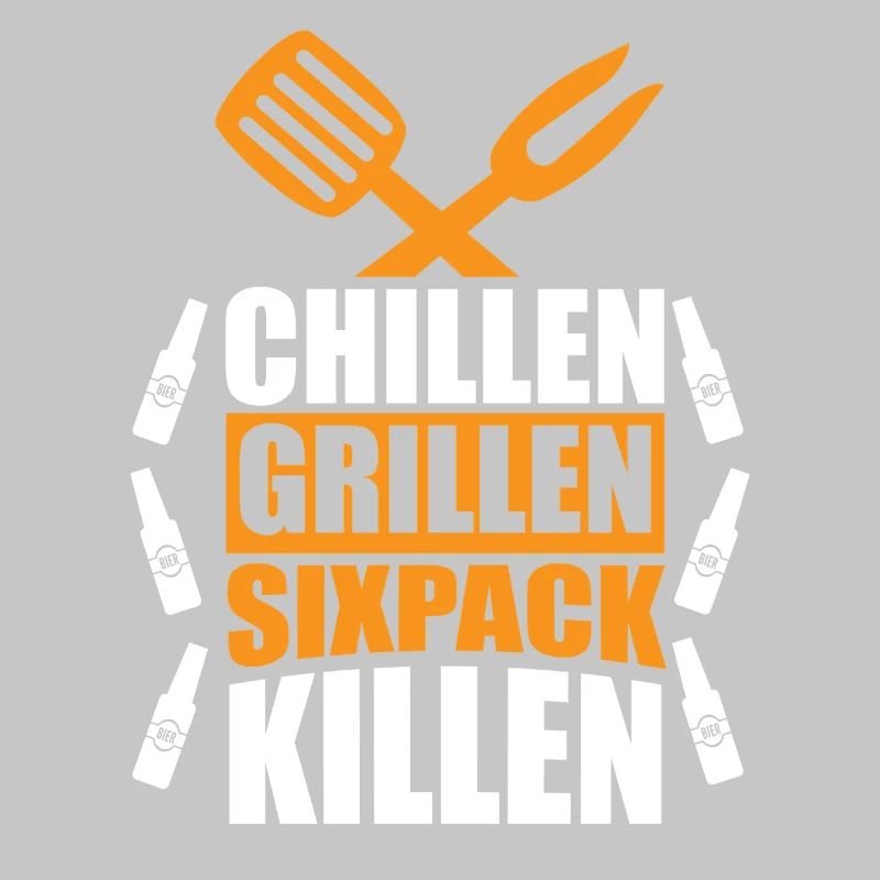 Chilling Grilling Sixpack Kill / BBQ Saying Funny