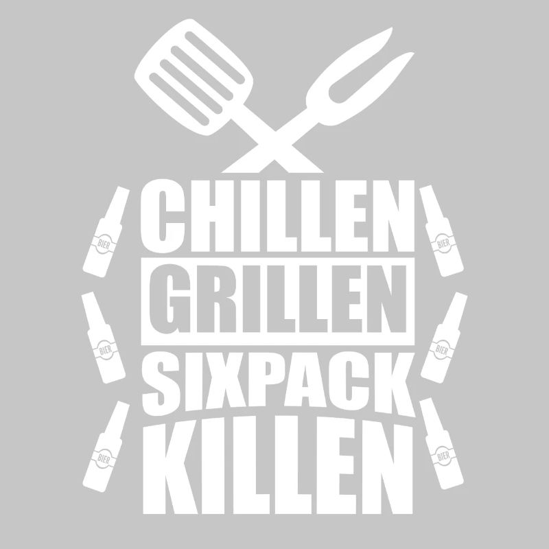 Chilling Grilling Sixpack Kill / BBQ Saying Funny