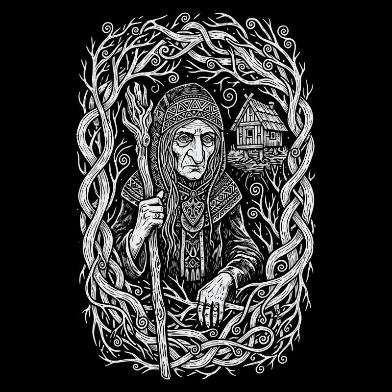 Baba Yaga Slavic Forest Witch Folk Art