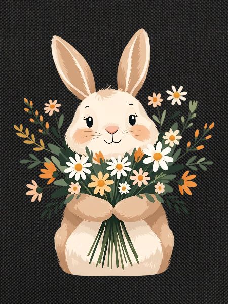 Bunny with spring bouquet