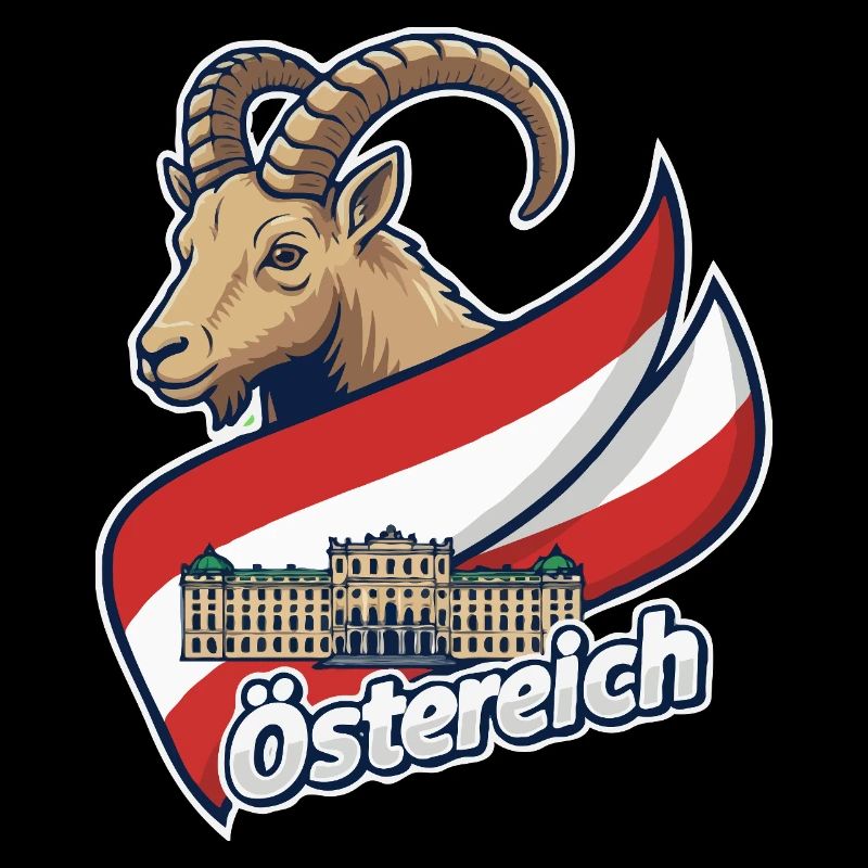 Steinbock mit österreichischer Flagge