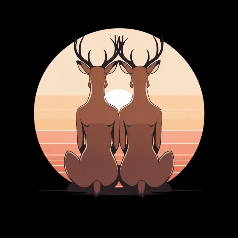 Deux cerfs dans le cercle du soir