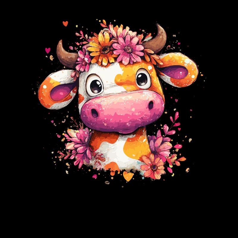 Vache fleurie dans un style aquarelle