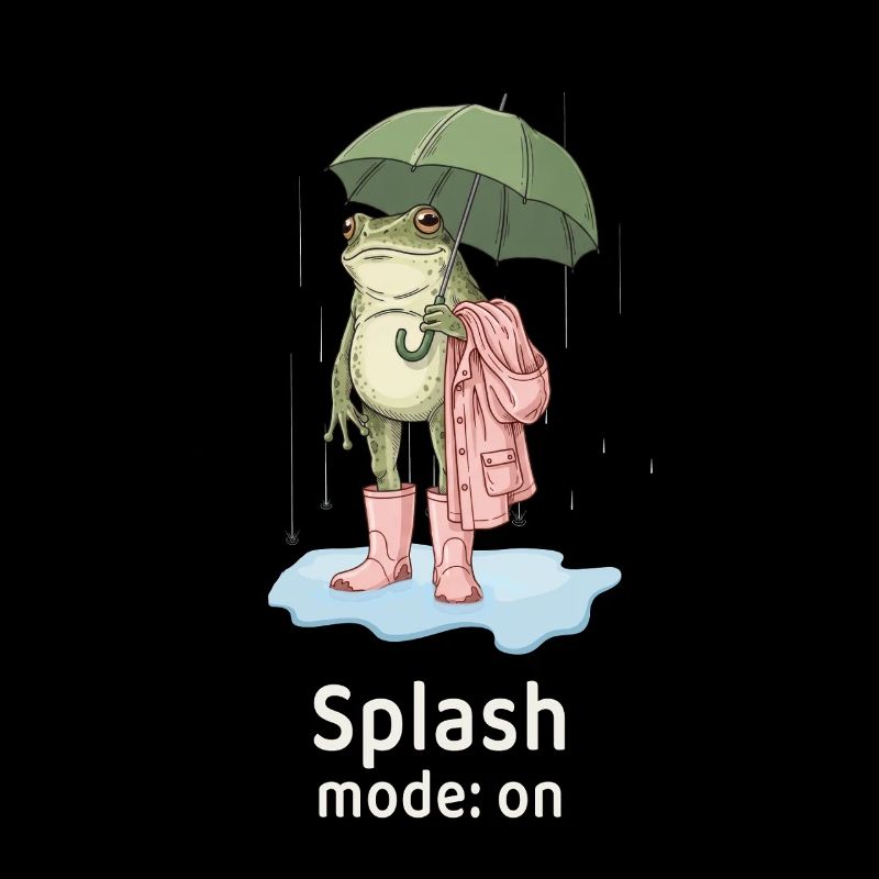 Funny Frog in Rain - Splash mode on