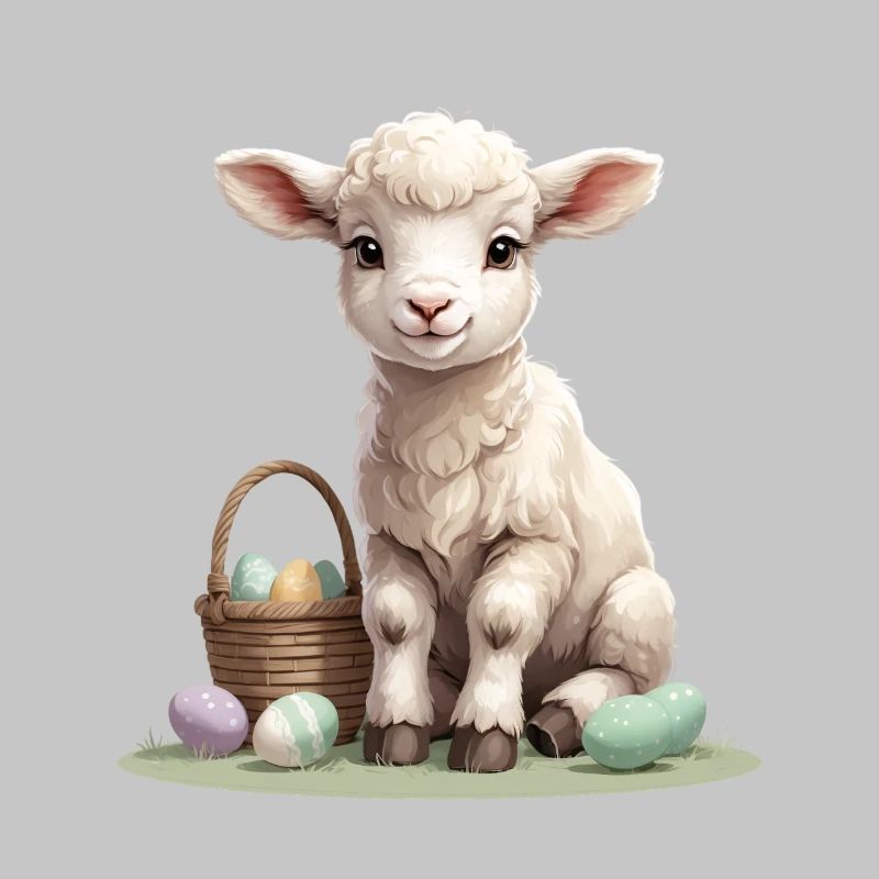 Pastel lamb with Easter eggs