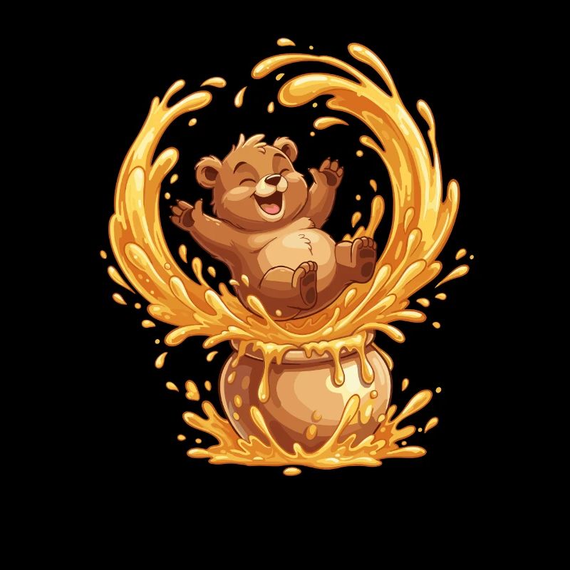 Honey-loving bear in the cauldron