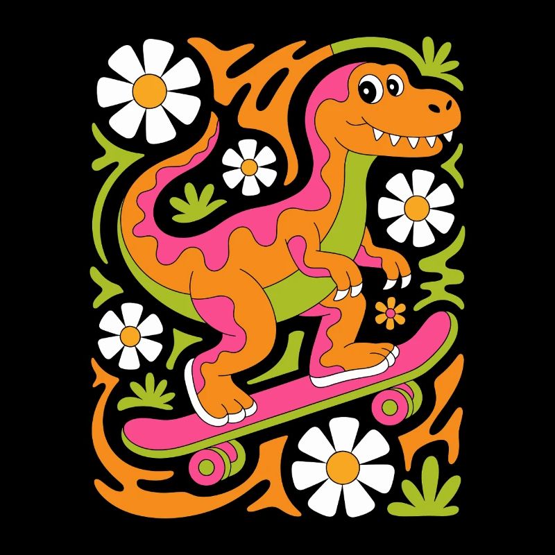 Dino Skateboard Floral Splendour