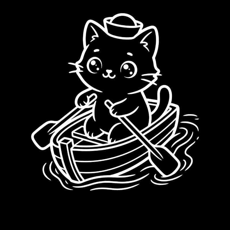 Sailor Kawaii Cat Rowing