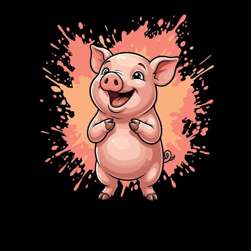 Cochon rieur avec éclaboussures de couleur