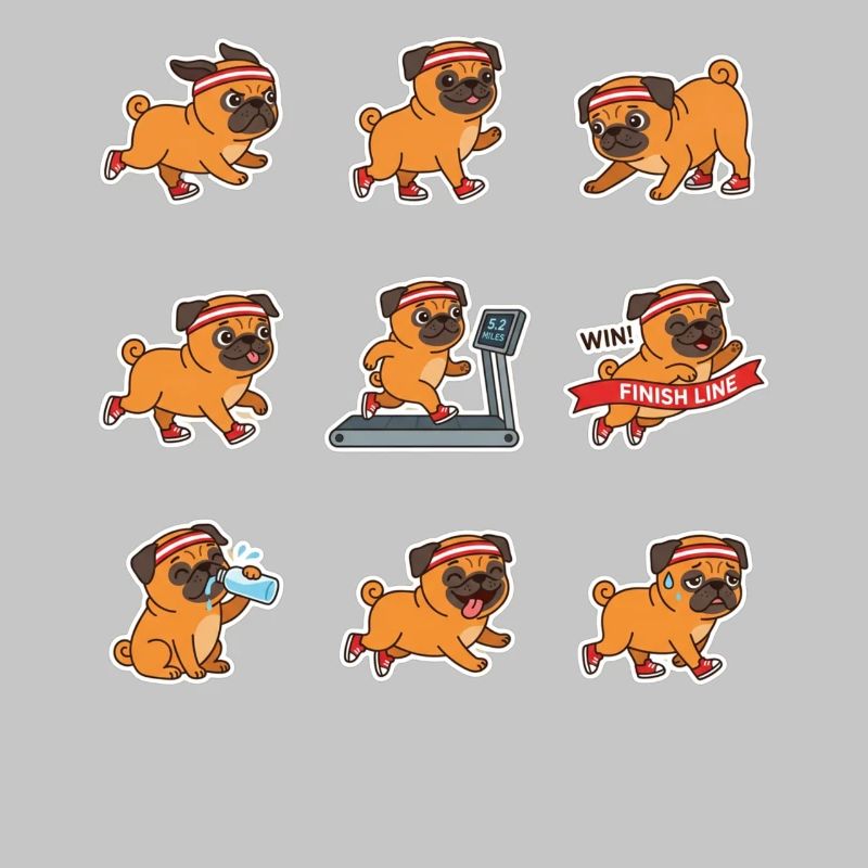 Funny Pug Jogging Marathon Runner
