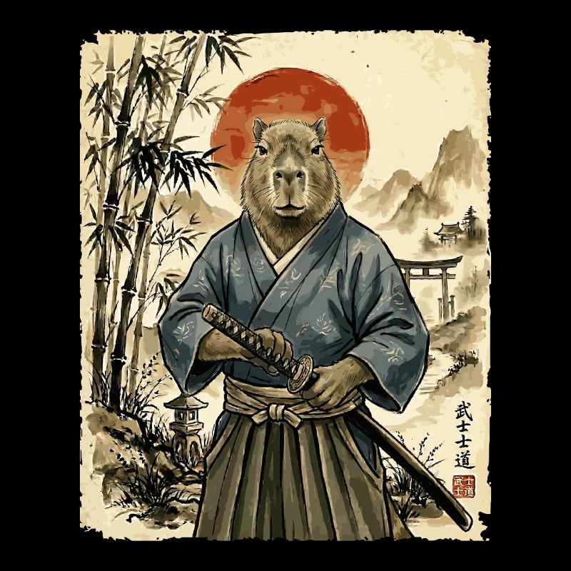 Samurai, Capybara, Japanische Kunst, Anime